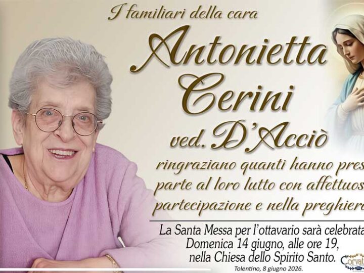Ringraziamento: Antonietta Cerini D’Acciò