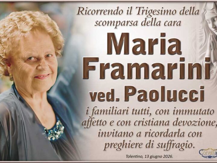 Trigesimo: Maria Framarini Paolucci