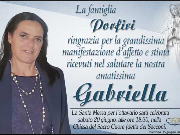 Ringraziamento: Gabriella Pizzichini Porfiri