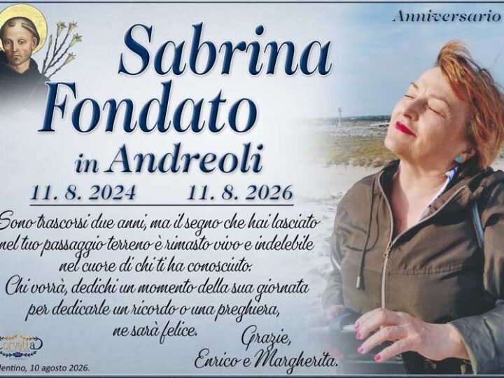 2° Anniversario: Sabrina Fondato Andreoli