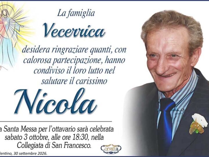 Ringraziamento: Benito “Nicola” Vecerrica