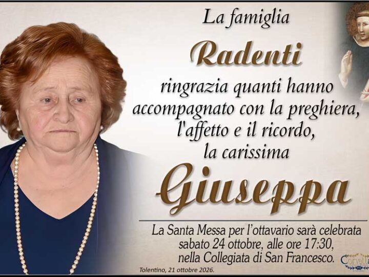 Ringraziamento: Giuseppa Bonfranceschi Radenti