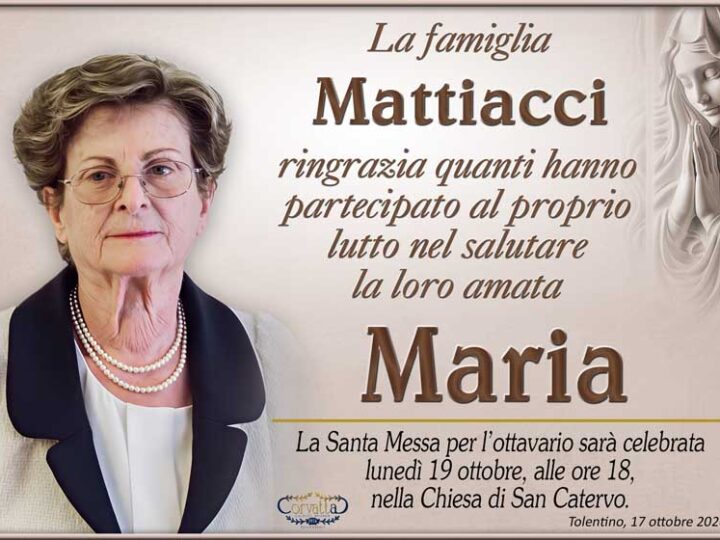 Ringraziamento: Maria Cimarelli Mattiacci