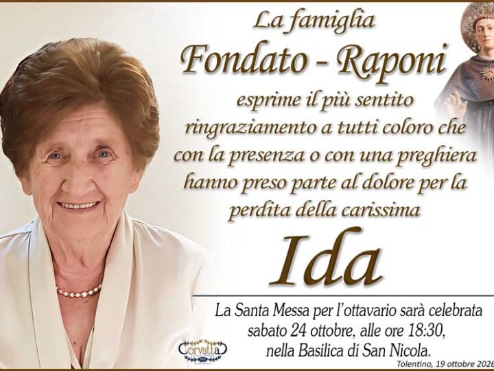 Ringraziamento: Ida Fondato Raponi
